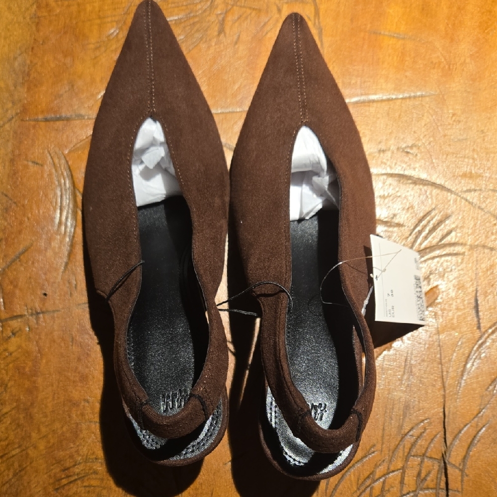 H&M Brown Pointed Low Heels NWT